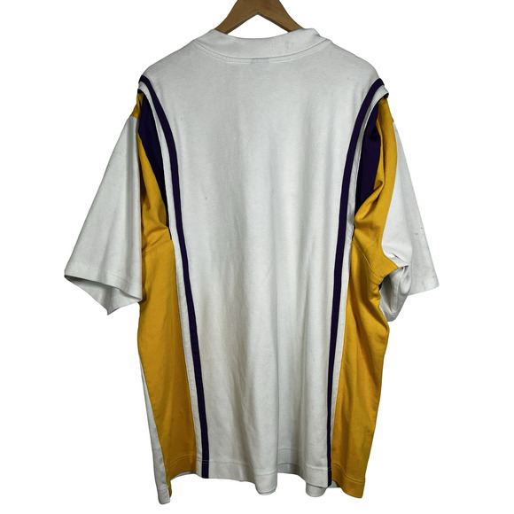Los Angeles Lakers Shirt Mens 2XL White Purple Gold NBA Basketball Nike Half Zip - Picture 2 of 16